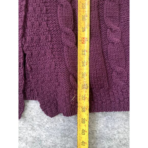 Vintage Cable Knit Cardigan Arancrafts Women XL Long Merino Wool Made in Ireland - Picture 4 of 6